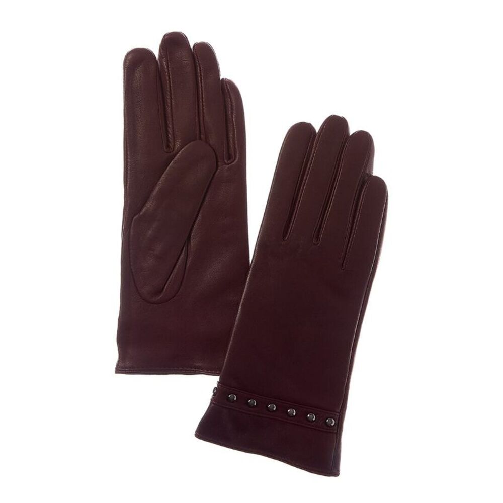 Sofiacashmere Cashmere-Lined Nappa Leather Gloves, Red